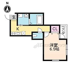 京阪本線 東福寺駅 徒歩9分の賃貸アパート 2階1Kの間取り