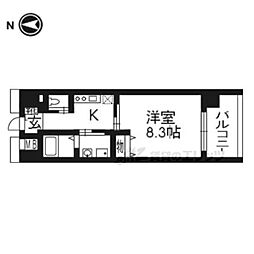 エイペックス京都東山三条202 2階1Kの間取り