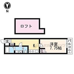 京阪本線 出町柳駅 徒歩5分の賃貸アパート 1階1Kの間取り