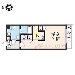 THE GARNET SUITE RESIDENCE 御所西 5階1Kの間取り