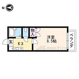 銀頂ハイツ 1Kの間取図画像