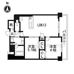 プレサンスロジェ四条大宮駅前 2LDKの間取図画像