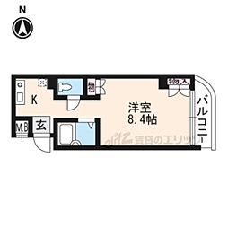 ブランネージュ四条大宮 1Kの間取図画像