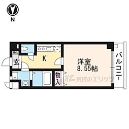 PINE館3 1Kの間取図画像