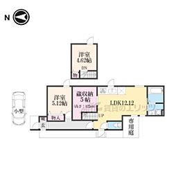 京都市上京区東桜町アパート 2LDKの間取図画像