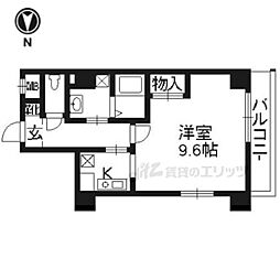 リバティー四条烏丸 1Kの間取図画像