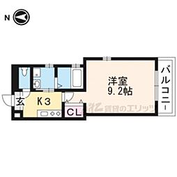 東一条エクセル三宅 1Kの間取図画像