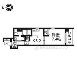 エイペックス京都東山三条 1DKの間取図画像