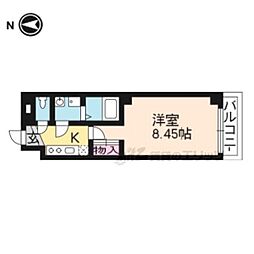 GARNETRESIDENCE七条河原町 1Kの間取図画像