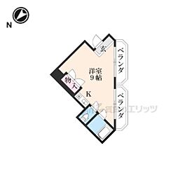 シャトーカズキ ワンルームの間取図画像