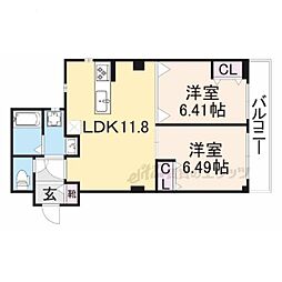 グリーンヒル北山通 2LDKの間取図画像