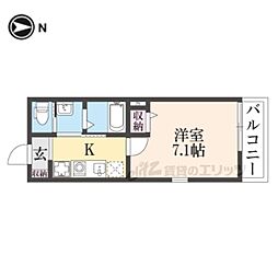 HKK728 1Kの間取図画像