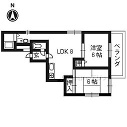 ヴィラツインクル 2DKの間取図画像