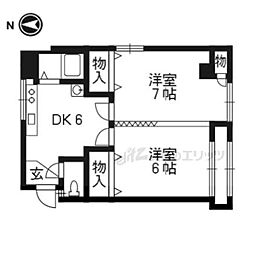 葛城マンション 2DKの間取図画像