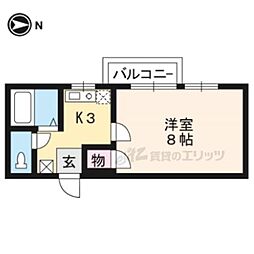 京阪本線 出町柳駅 徒歩29分の賃貸アパート 2階1Kの間取り