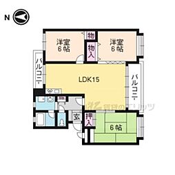 京阪本線 出町柳駅 徒歩10分の賃貸マンション 1階3LDKの間取り