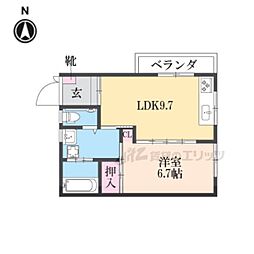 京阪本線 出町柳駅 バス6分 北白川下車 徒歩3分の賃貸アパート 2階1LDKの間取り