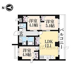 京阪本線 七条駅 徒歩7分の賃貸マンション 2階3LDKの間取り