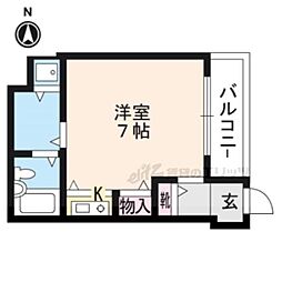 京都市営烏丸線 烏丸御池駅 徒歩7分の賃貸マンション 3階ワンルームの間取り
