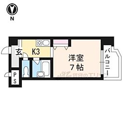 京都市営烏丸線 今出川駅 徒歩15分の賃貸マンション 6階1Kの間取り