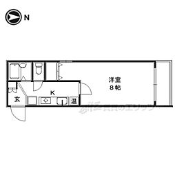 西陣の中 4階1Kの間取り