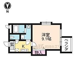 メゾンベリーウエスト 1階1Kの間取り