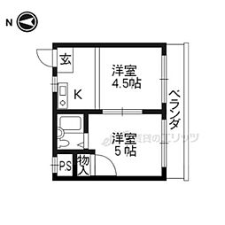 壬生ハイツ 4階2Kの間取り