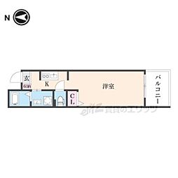 京都地下鉄東西線 二条城前駅 徒歩7分の賃貸マンション 5階ワンルームの間取り