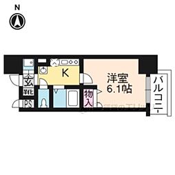 京福電気鉄道北野線 北野白梅町駅 徒歩16分の賃貸マンション 7階1Kの間取り