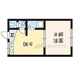 JR東海道・山陽本線 京都駅 徒歩20分の賃貸アパート 2階1DKの間取り