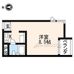 京阪本線 出町柳駅 徒歩11分の賃貸マンション 1階1Kの間取り