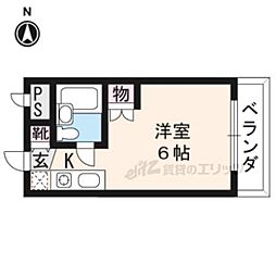 京阪本線 出町柳駅 バス7分 銀閣寺道下車 徒歩3分の賃貸マンション 1階ワンルームの間取り