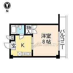 京阪本線 祇園四条駅 徒歩9分の賃貸マンション 4階1Kの間取り