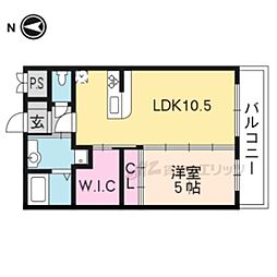 京都市営烏丸線 五条駅 徒歩9分の賃貸マンション 4階1LDKの間取り