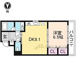 京都地下鉄東西線 京都市役所前駅 徒歩6分の賃貸マンション 3階1DKの間取り