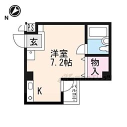 JR東海道・山陽本線 大津駅 徒歩7分の賃貸マンション 2階ワンルームの間取り