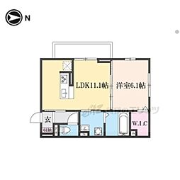 JR東海道・山陽本線 近江八幡駅 徒歩14分の賃貸アパート 1階1LDKの間取り