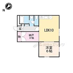 レオパレスヴィヴェール 2階1LDKの間取り