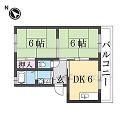 近江鉄道近江本線 水口駅 徒歩11分の賃貸アパート 1階2DKの間取り