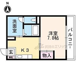 ＡＢＣヴィラ 4階1Kの間取り