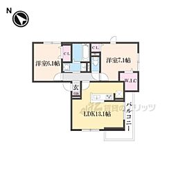 JR東海道・山陽本線 守山駅 徒歩11分の賃貸アパート 2階2LDKの間取り