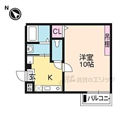 アークリード大津 1階1Kの間取り