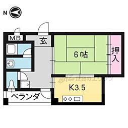 JR東海道・山陽本線 大津駅 徒歩10分の賃貸マンション 5階1DKの間取り