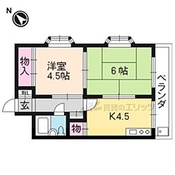 コーポ朝倉 1階2DKの間取り