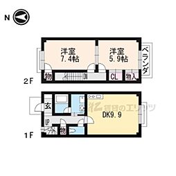 ミラージュ 1階2LDKの間取り