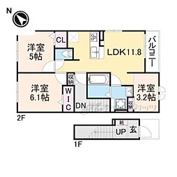 サンリットＭII 2階3LDKの間取り