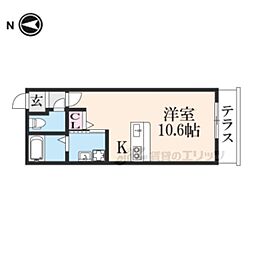 メゾン草津本陣 1階ワンルームの間取り