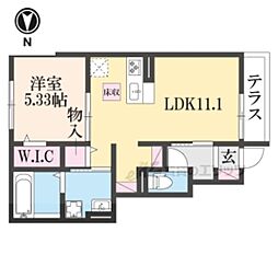 JR東海道・山陽本線 瀬田駅 徒歩17分の賃貸アパート 1階1LDKの間取り