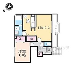 ウッドベース古城 1階1LDKの間取り