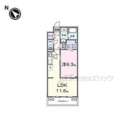 近江鉄道近江本線 八日市駅 3.2kmの賃貸アパート 3階1LDKの間取り